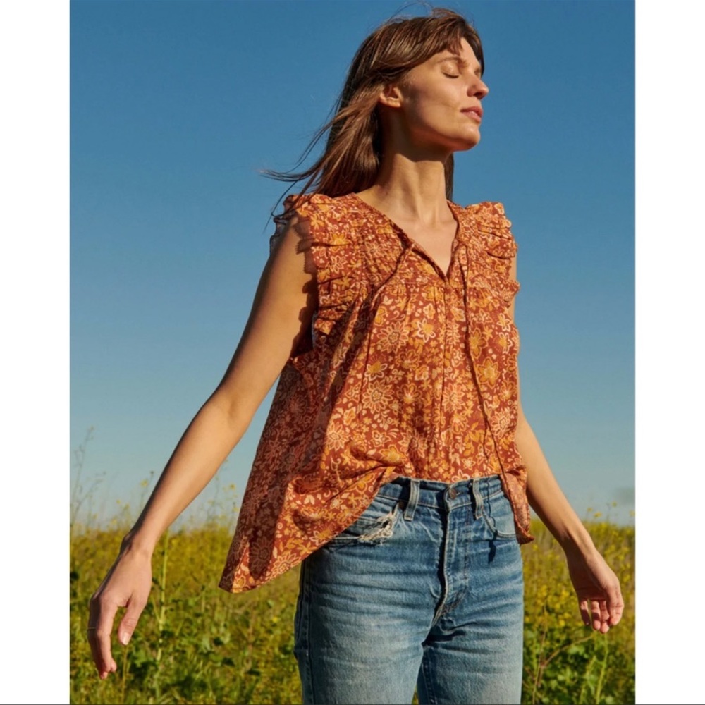 Sundry Sienna Flutter Sleeve Blouse Floral Print Size Medium